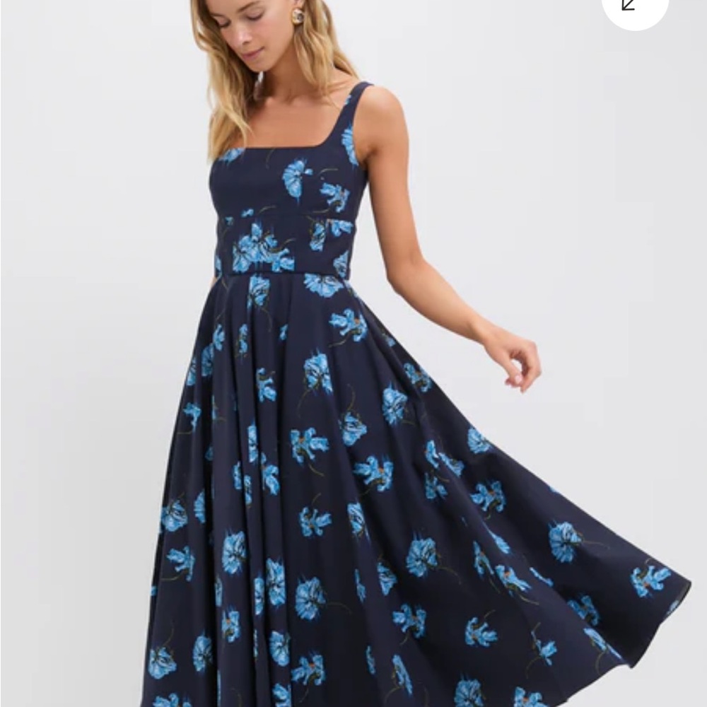 Emilia Wickstead Black Dress with Blue Floral Design